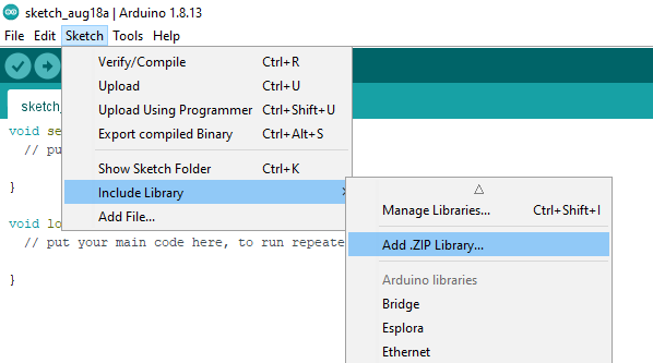install Arduino library using zip file [1]