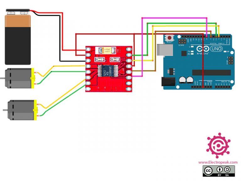 Interfacing DRV8833 Dual Motor Driver Module with Arduino - Electropeak