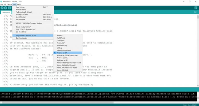 Arduino ISP : Burning Bootloader And Programming AVR Microcontrollers