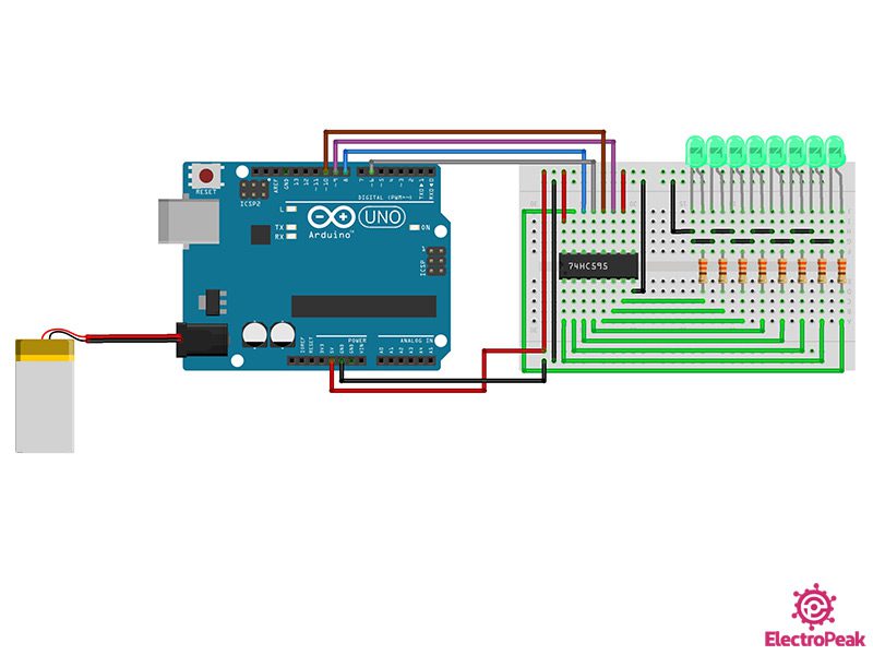 74hc595 Arduino circuit