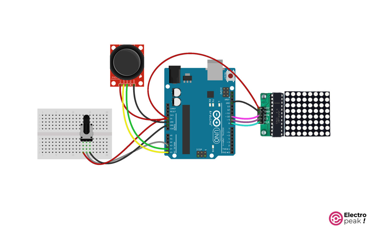 Snake-game with arduino Circuit