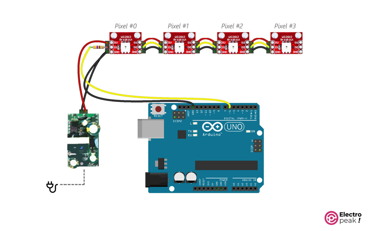 WS2812 Interface with Arduino Circuit