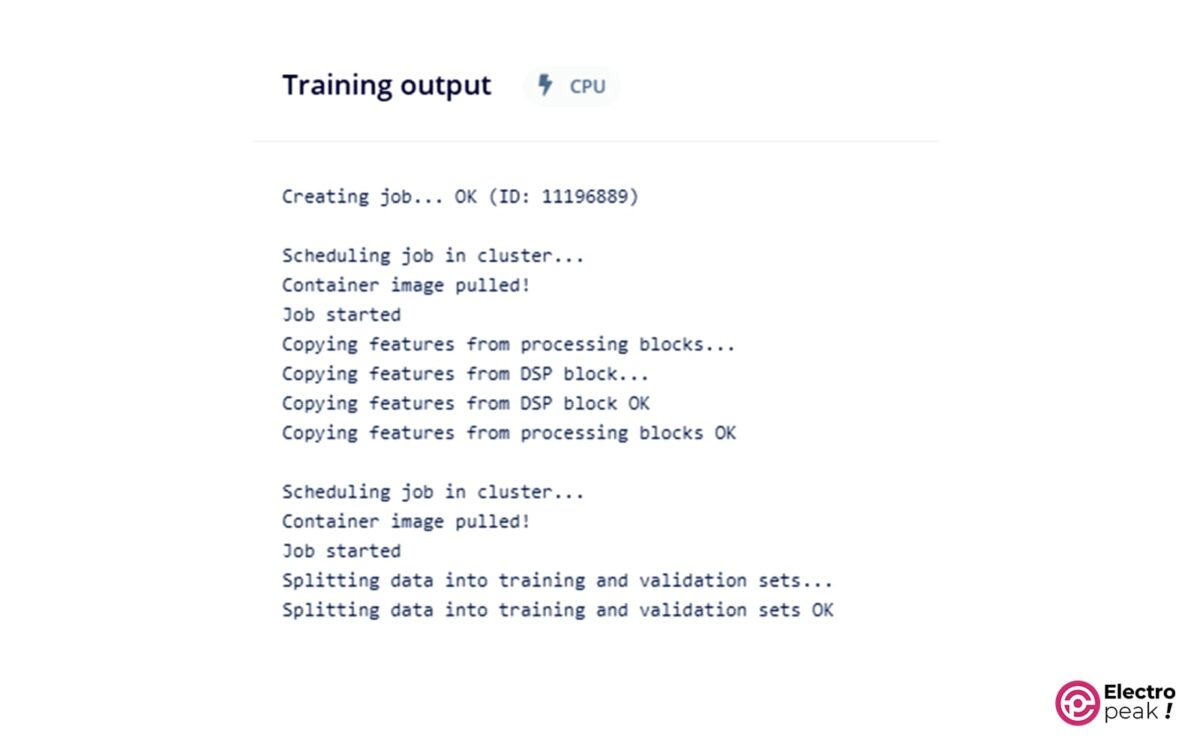 the output console reports the accuracy and error of the training dataset and their validation after every stage