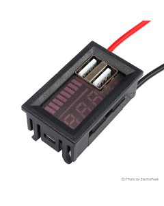 12-24V Battery Voltage Indicator with USB Output- 1S/2S/3S
