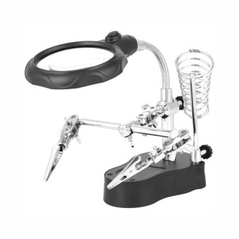 TE-801 Helping Hand with LED Magnifying Glass & Soldering Iron Stand
