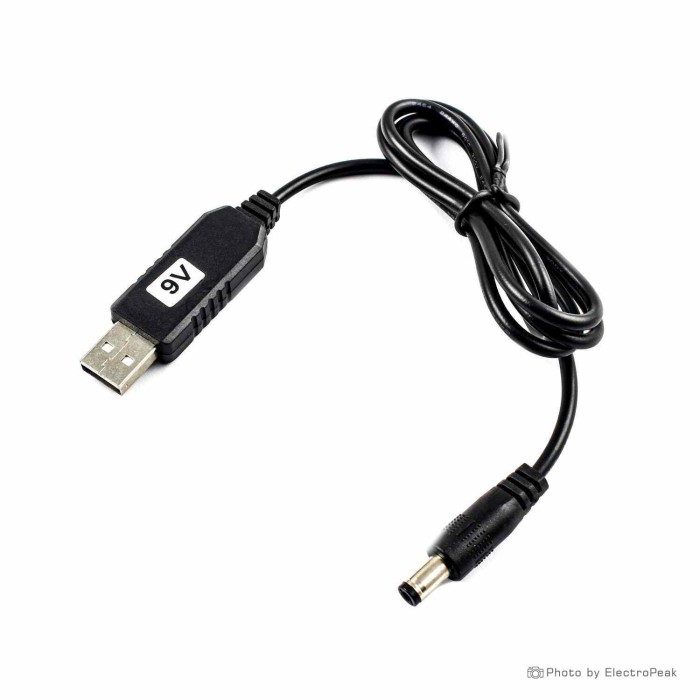 3.3ft USB To 5.5mm X 2.5mm Barrel Jack Power Cable – 5V DC Adapter Cord