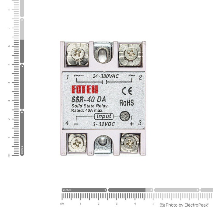 Relè Cc Ca Monofase Relè A Stato Solido SSR-40DA - Ingresso 4-32VCC, Uscita 24-480VCA 40A Teleruttore 220v