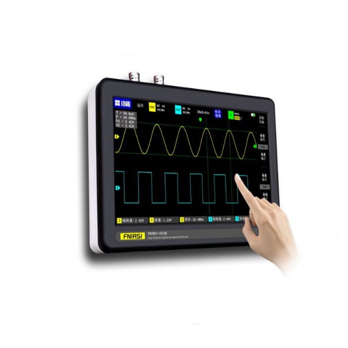 1013D Plus Oszilloskop – Tragbares Tablet Oszilloskop Mit 100 MHz Bandbreite, 2 Kanälen, 7 Zoll TFT Touchscreen, 1 GSa/s, Inkl. 100x Hochspannungssonde 7 Zoll TFT Touchscreen