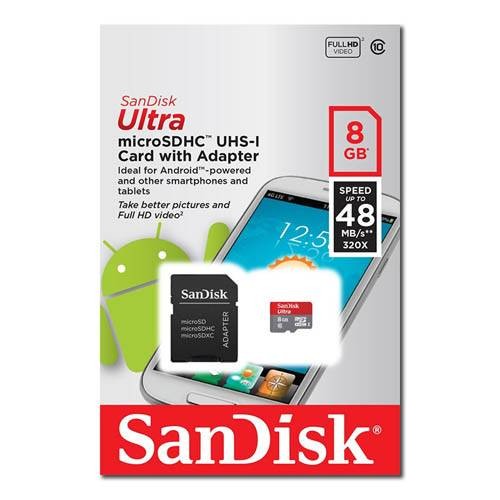 SanDisk Micro SD Memory Card - 8GB (class 10)