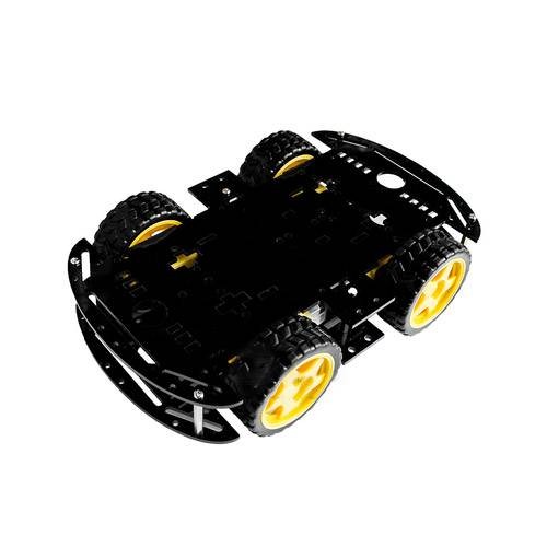 Double Layer Car Chassis with 4pcs Wheels and Motor - Black