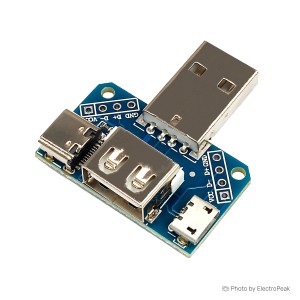 USB Male to Female, microUSB and Type-C Adapter Board