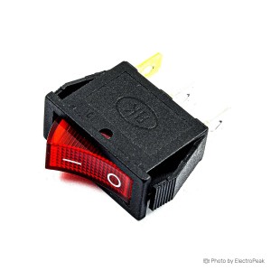 250V AC 15A 3 Feet Slim Rocker Switch - Red Light - Pack of 2