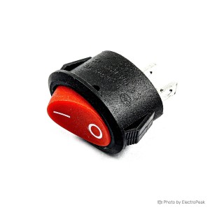 6A 2 Feet Round Rocker Switch - Red - Pack of 10