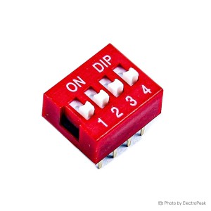DIP Switch- 4 Positions, 2.54mm - Pack of 5