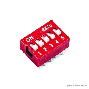 DIP Switch- 5 Positions, 2.54mm - Pack of 5
