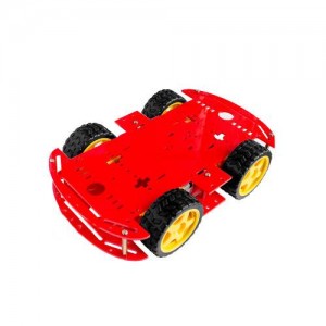 Double Layer Car Chassis with 4pcs Wheels and Motor - Red