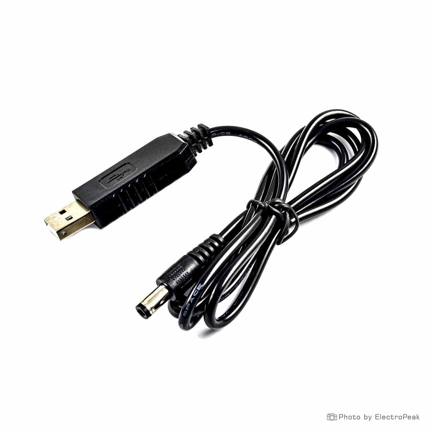 USB to 5.5mm / 2.1mm DC Booster Cable - 12V Output