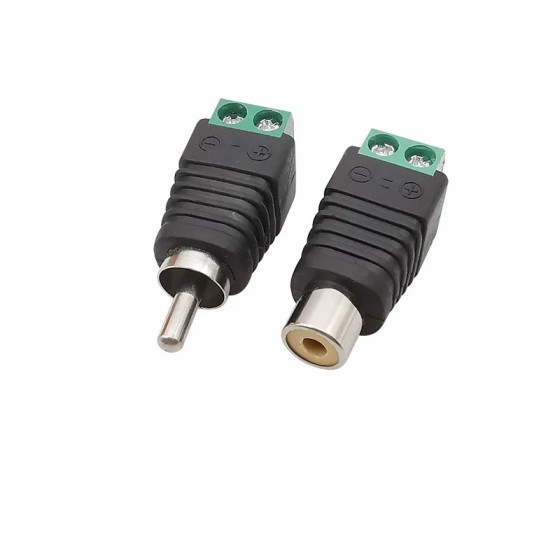 Male/Female RCA to Green Screw Terminal - Pack of 20