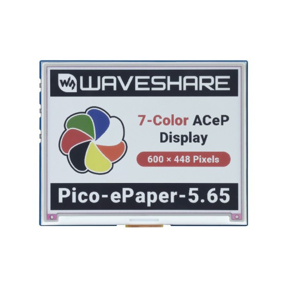 Waveshare 5.65 Inch 7 Color e-Paper Screen for Raspberry Pi Pico