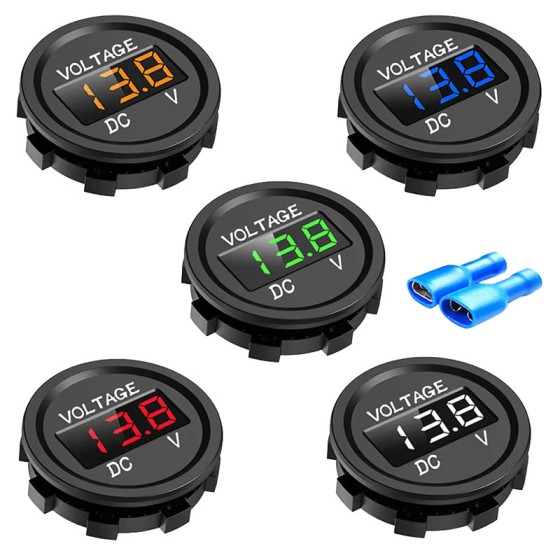 Round Panel Mount DC 5-48V Voltmeter