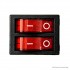 250V AC 20A 6 Feet Double Rocker Switch - Red Light - Pack of 2