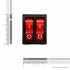250V AC 20A 6 Feet Double Rocker Switch - Red Light - Pack of 2